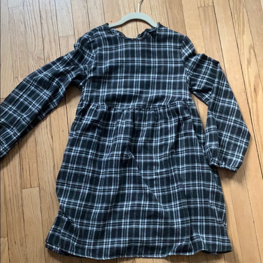Flannel black/charcoal gray plaid dress
